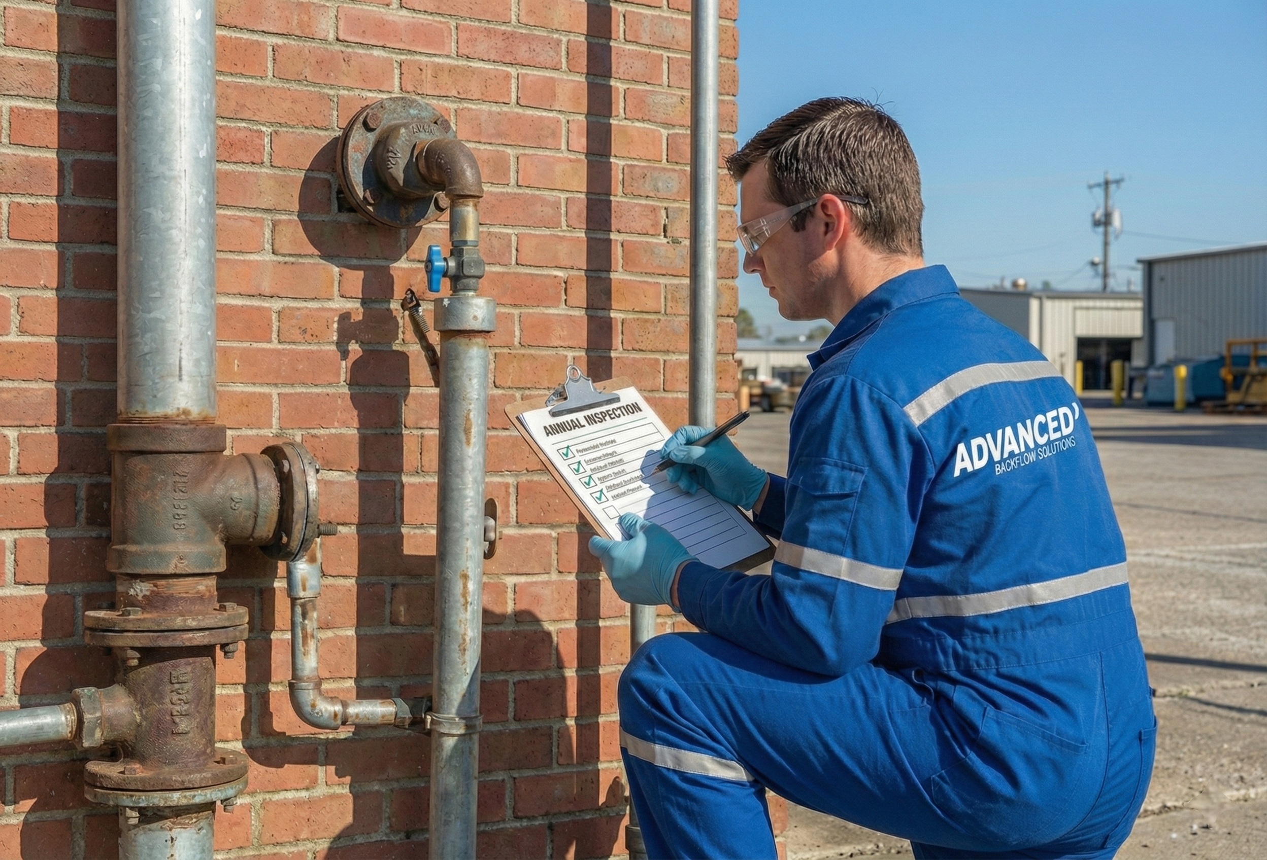 Certified technician performing backflow testing